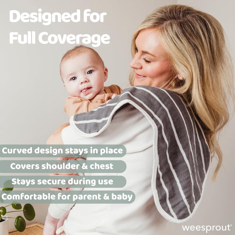 WeeSprout Unisex Organic Towel Cotton Burp Cloths, Set of 4, Four Ultra-Absorbent Layers Keep Clothes Dry, Button Transforms into Baby Bib, Machine Washable & Dryer Safe (White Set, Full) - Image 3